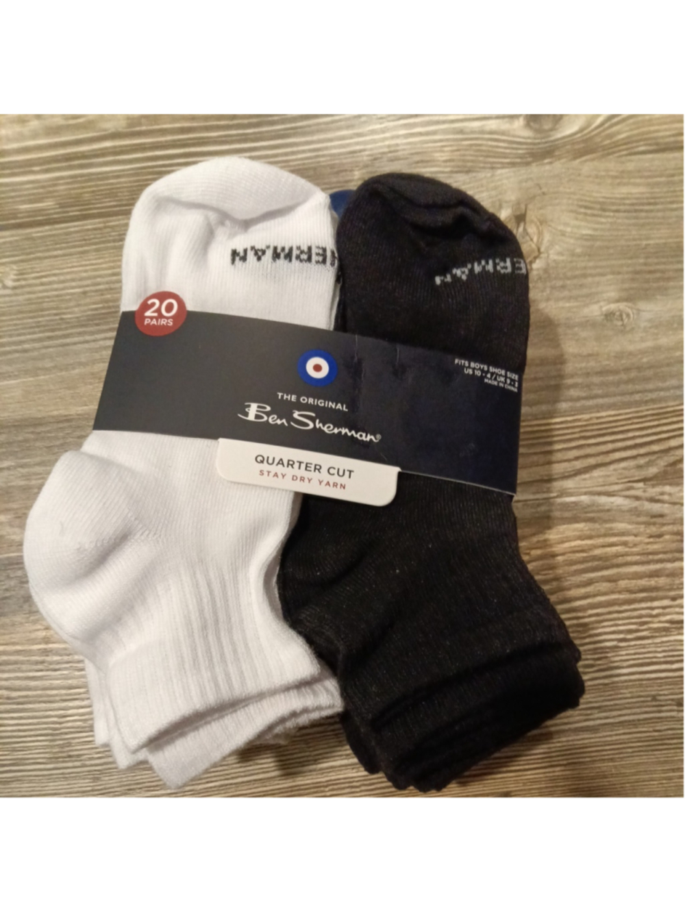 Ben Sherman Boys Size 10-4 Quarter Socks 20 Pack NWT